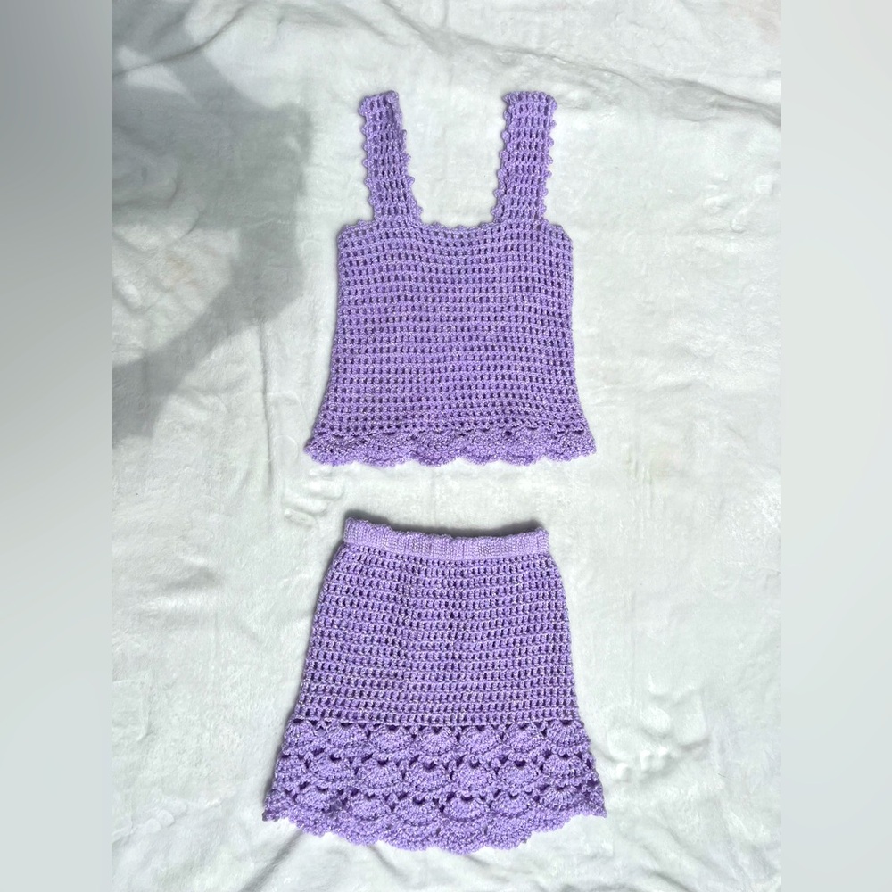 Handmade crochet purple midi dress